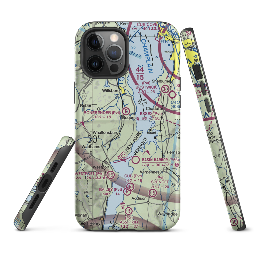 Richter Aero Airport (NY84) VFR Sectional  Tough iPhone Case iPhone 12 Pro Max model shown