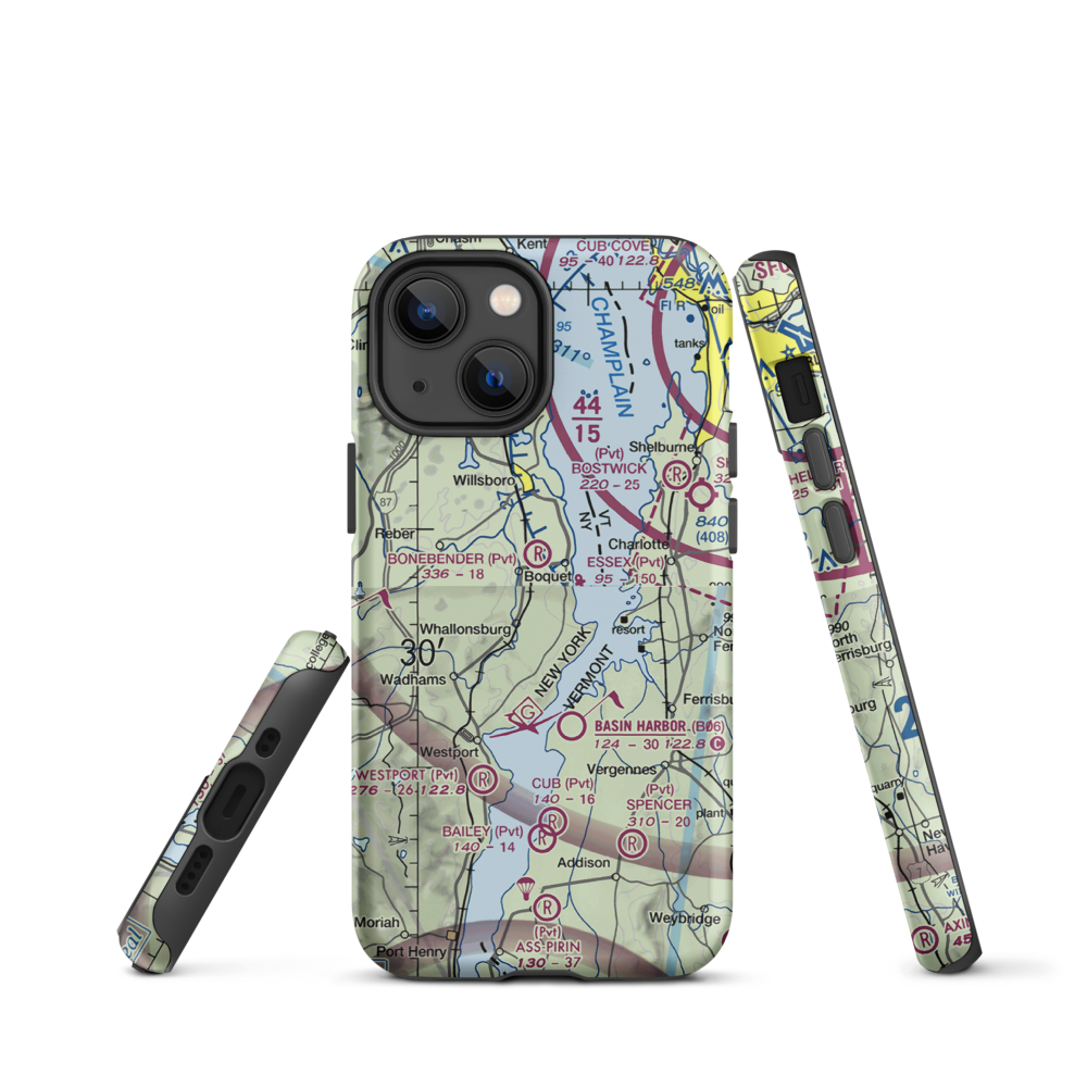 Richter Aero Airport (NY84) VFR Sectional  Tough iPhone Case iPhone 13 mini model shown