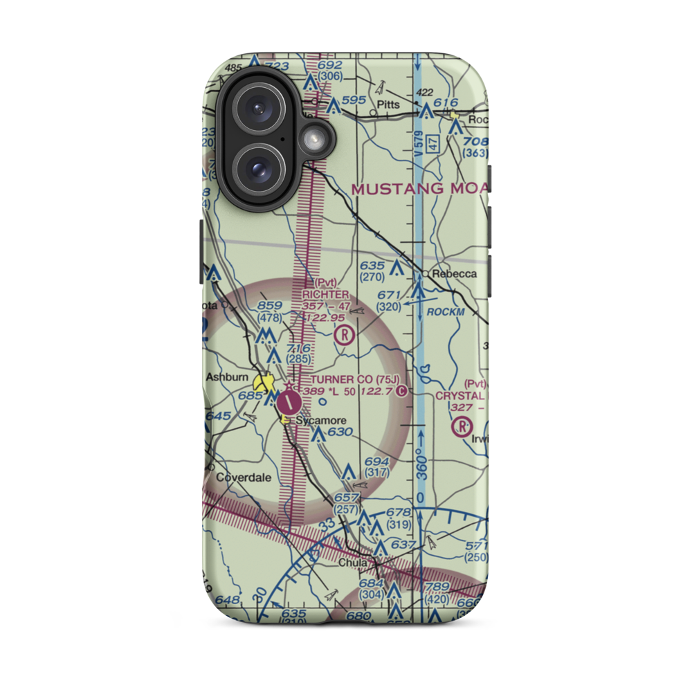 Richter Airpark (GE12) VFR Sectional  Tough iPhone Case iPhone 16 Plus model shown