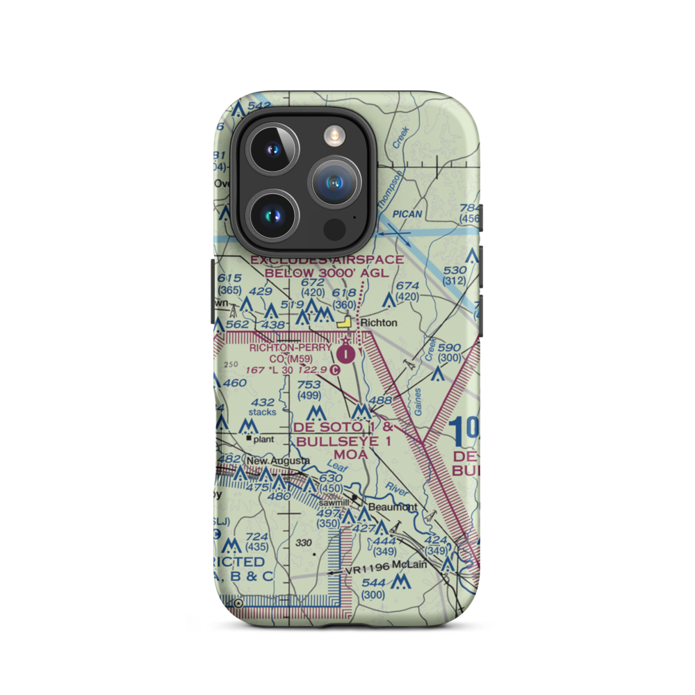 Richton Perry County Airport (M59) VFR Sectional  Tough iPhone Case iPhone 16 Pro model shown