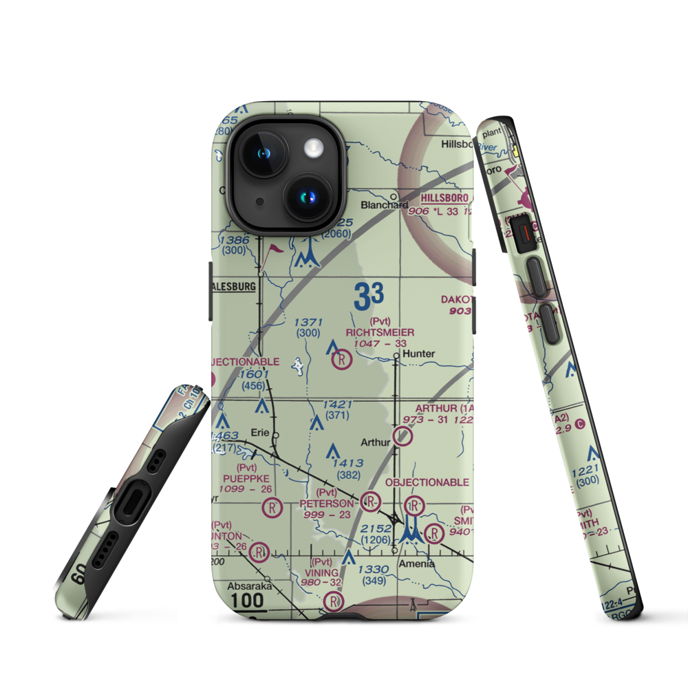 Richtsmeier Airport (52ND) VFR Sectional  Tough iPhone Case iPhone 15 model shown