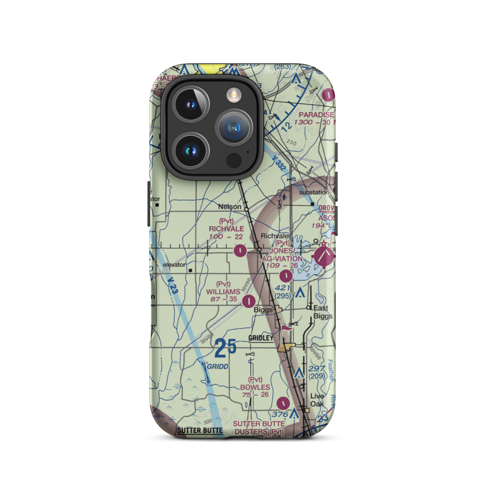 Richvale Airport (07CL) VFR Sectional  Tough iPhone Case iPhone 16 Pro model shown