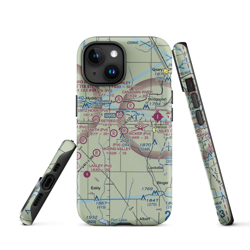 Ricker Ranch Airport (46OK) VFR Sectional  Tough iPhone Case iPhone 15 model shown