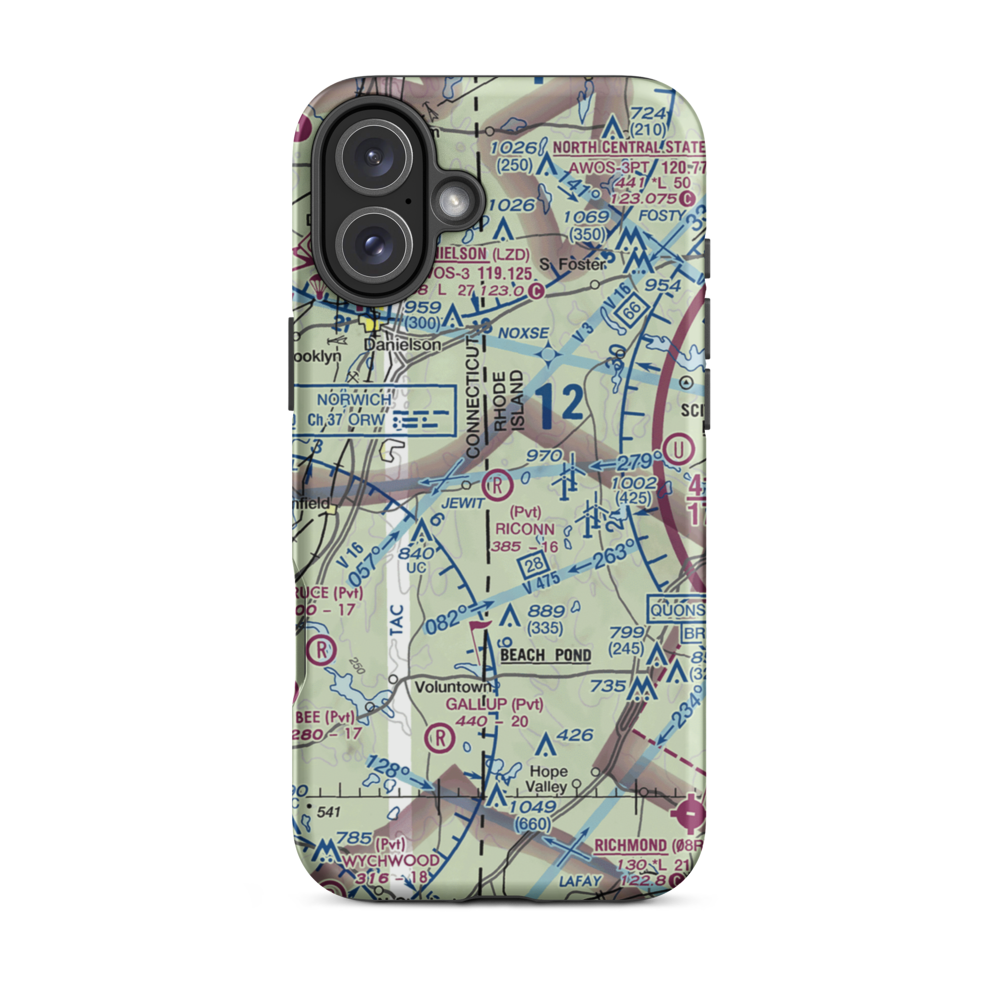 Riconn Airport (RI11) VFR Sectional  Tough iPhone Case iPhone 16 Plus model shown