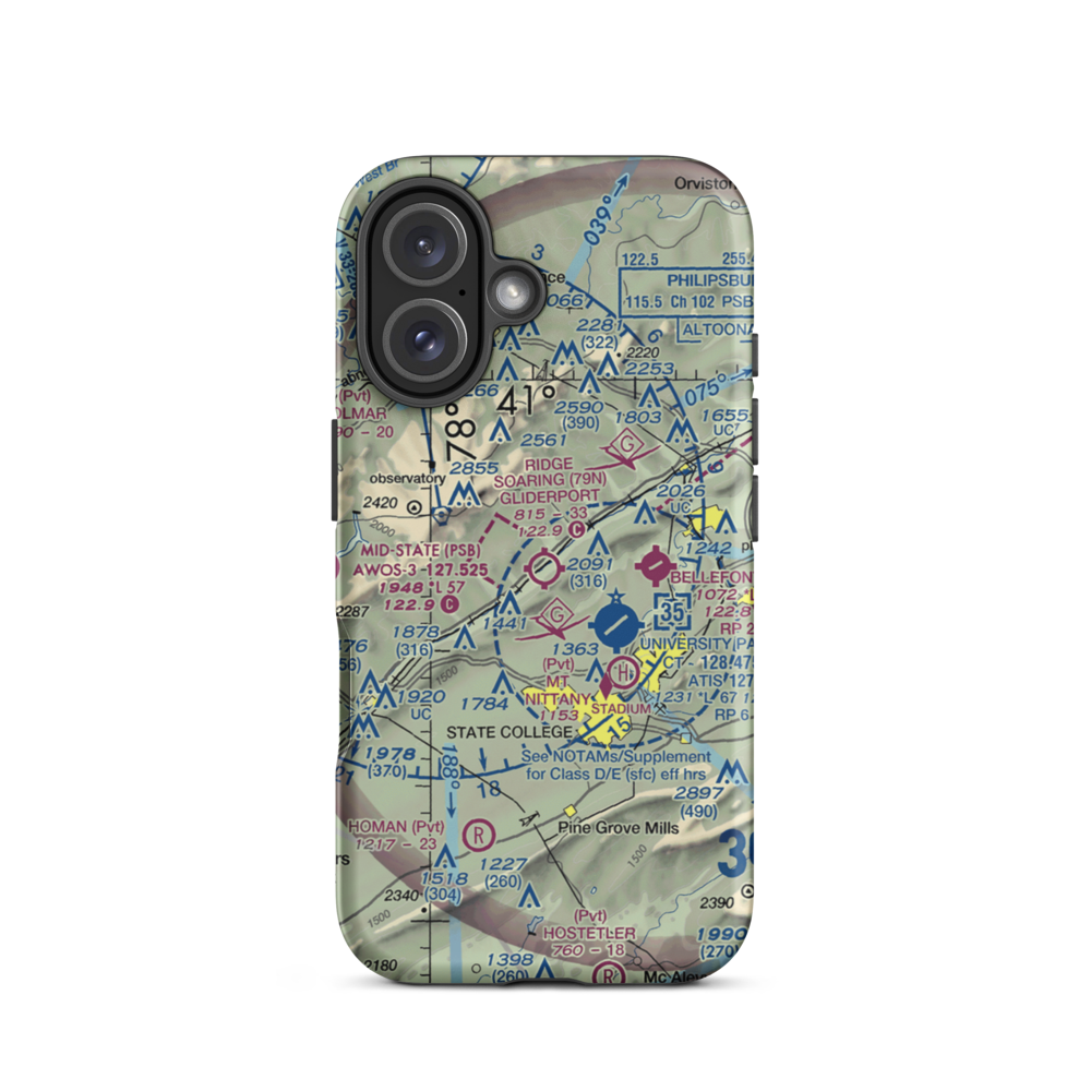 Ridge Soaring Gliderport (79N) VFR Sectional  Tough iPhone Case iPhone 16 model shown