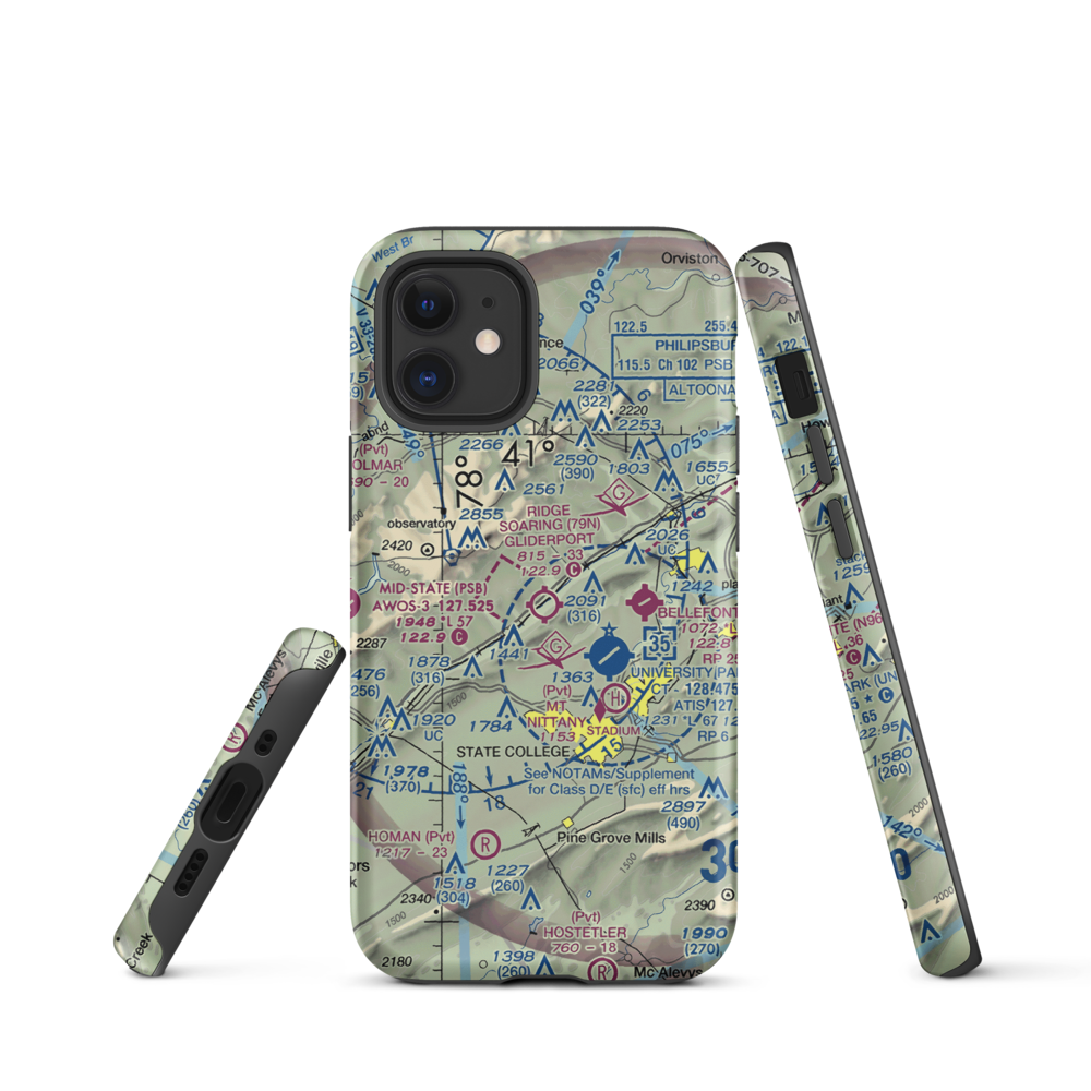 Ridge Soaring Gliderport (79N) VFR Sectional  Tough iPhone Case iPhone 12 mini model shown