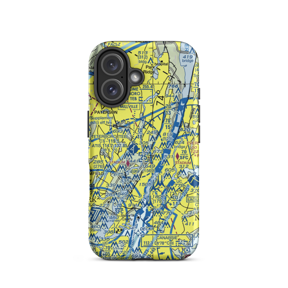 Ridgefield Park Seaplane Base (NJ00) VFR Sectional  Tough iPhone Case iPhone 16 model shown