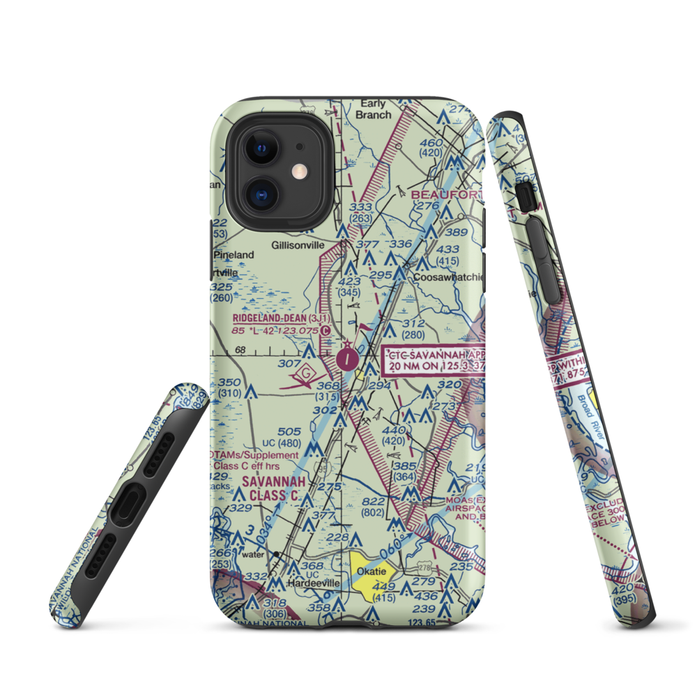 Ridgeland-Claude Dean Airport (3J1) VFR Sectional  Tough iPhone Case iPhone 11 model shown