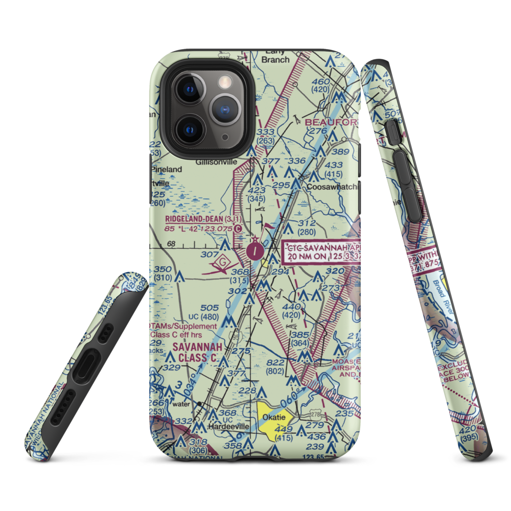 Ridgeland-Claude Dean Airport (3J1) VFR Sectional  Tough iPhone Case iPhone 11 Pro model shown