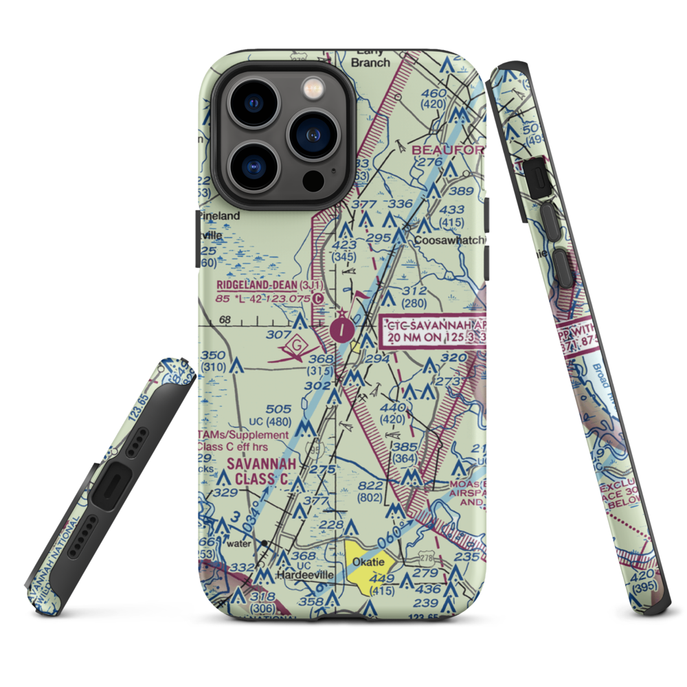 Ridgeland-Claude Dean Airport (3J1) VFR Sectional  Tough iPhone Case iPhone 13 Pro Max model shown