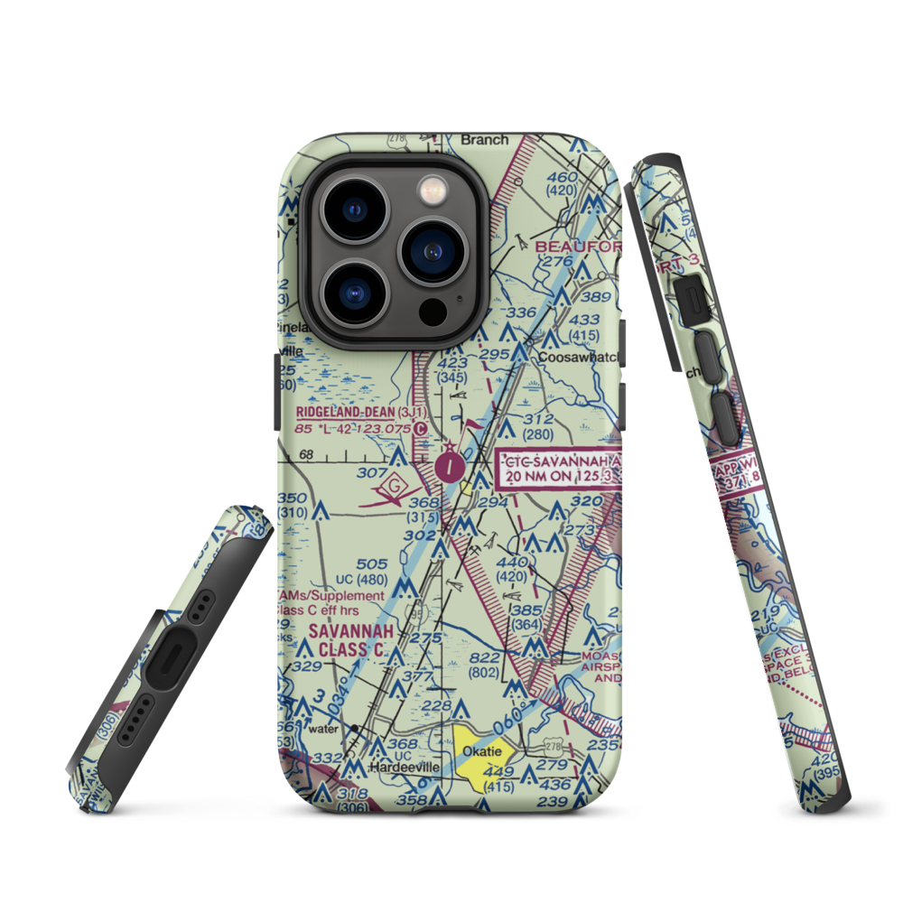 Ridgeland-Claude Dean Airport (3J1) VFR Sectional  Tough iPhone Case iPhone 14 Pro model shown
