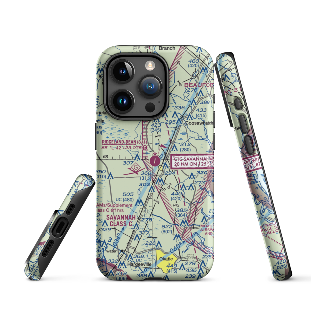 Ridgeland-Claude Dean Airport (3J1) VFR Sectional  Tough iPhone Case iPhone 15 Pro model shown