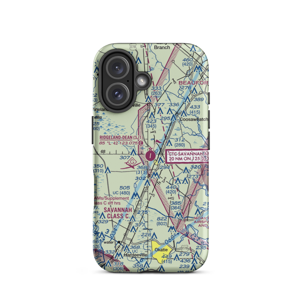 Ridgeland-Claude Dean Airport (3J1) VFR Sectional  Tough iPhone Case iPhone 16 model shown