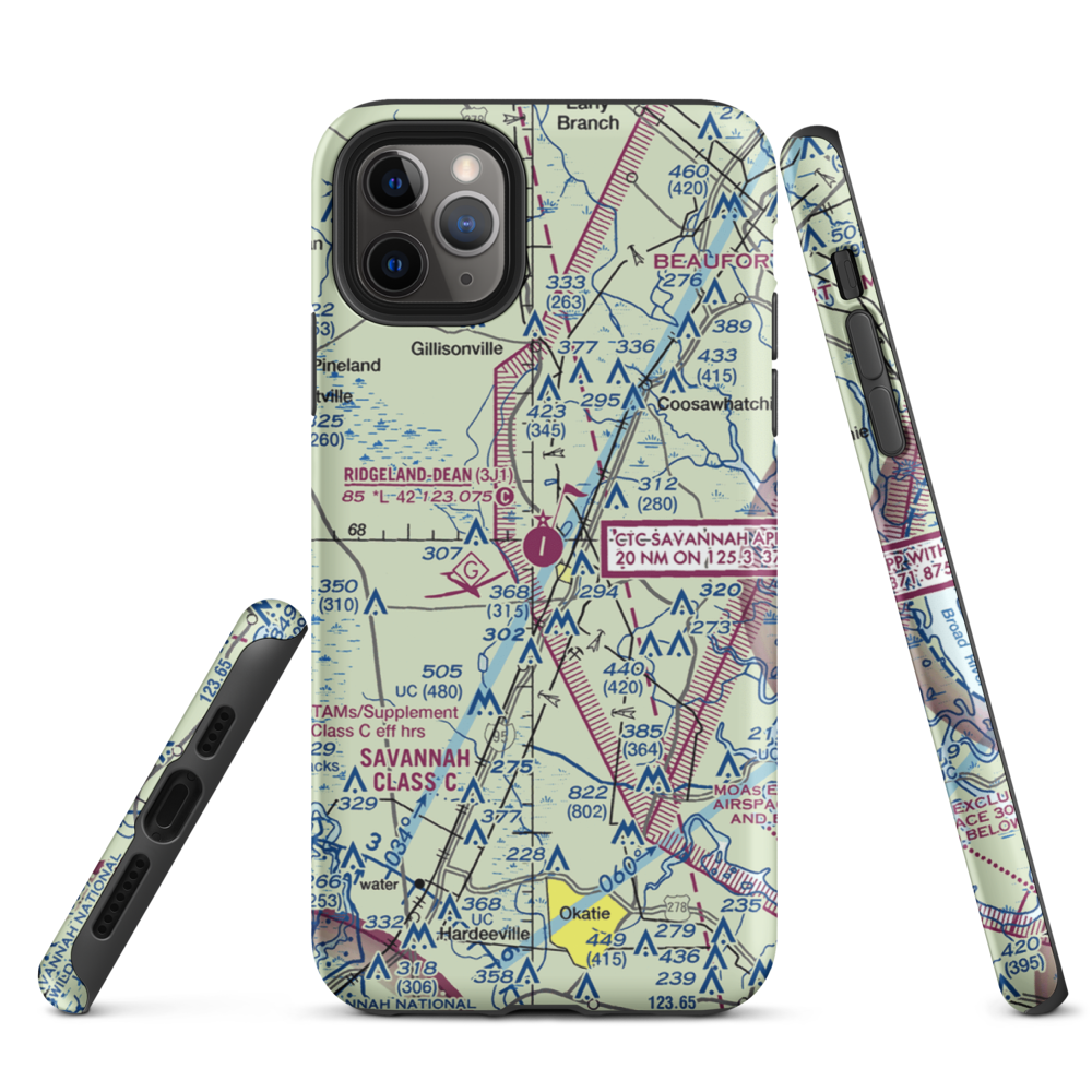 Ridgeland-Claude Dean Airport (3J1) VFR Sectional  Tough iPhone Case iPhone 11 Pro Max model shown