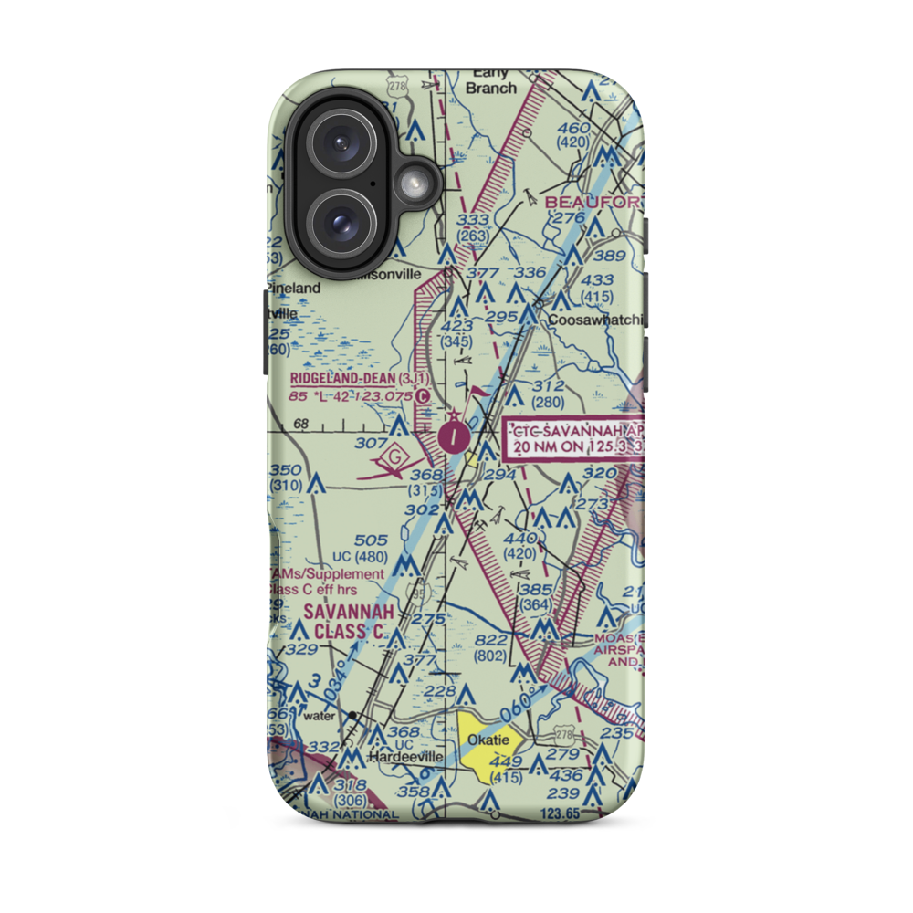 Ridgeland-Claude Dean Airport (3J1) VFR Sectional  Tough iPhone Case iPhone 16 Plus model shown
