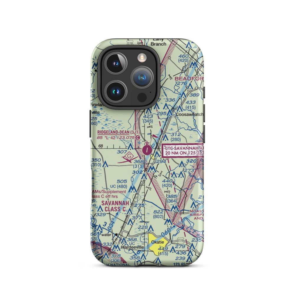 Ridgeland-Claude Dean Airport (3J1) VFR Sectional  Tough iPhone Case iPhone 16 Pro model shown