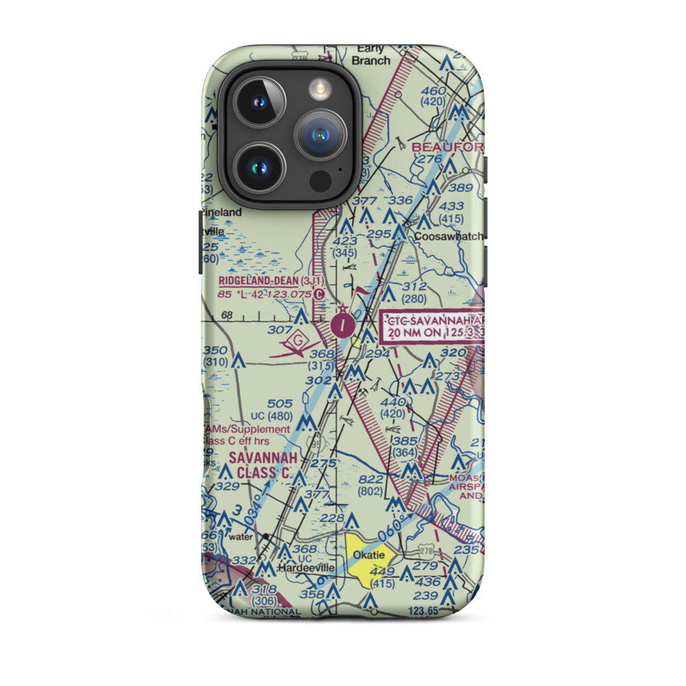 Ridgeland-Claude Dean Airport (3J1) VFR Sectional  Tough iPhone Case iPhone 16 Pro Max model shown
