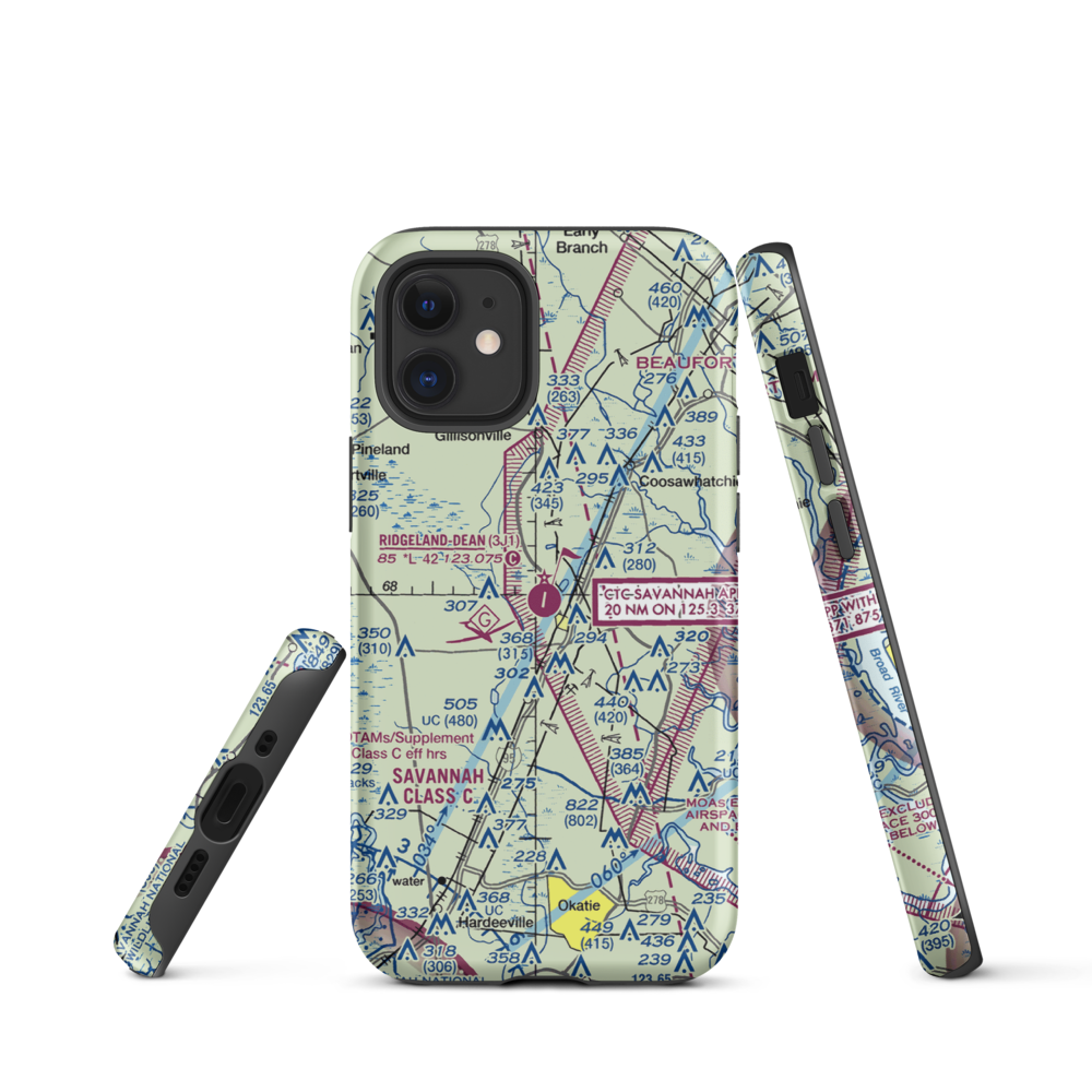 Ridgeland-Claude Dean Airport (3J1) VFR Sectional  Tough iPhone Case iPhone 12 mini model shown