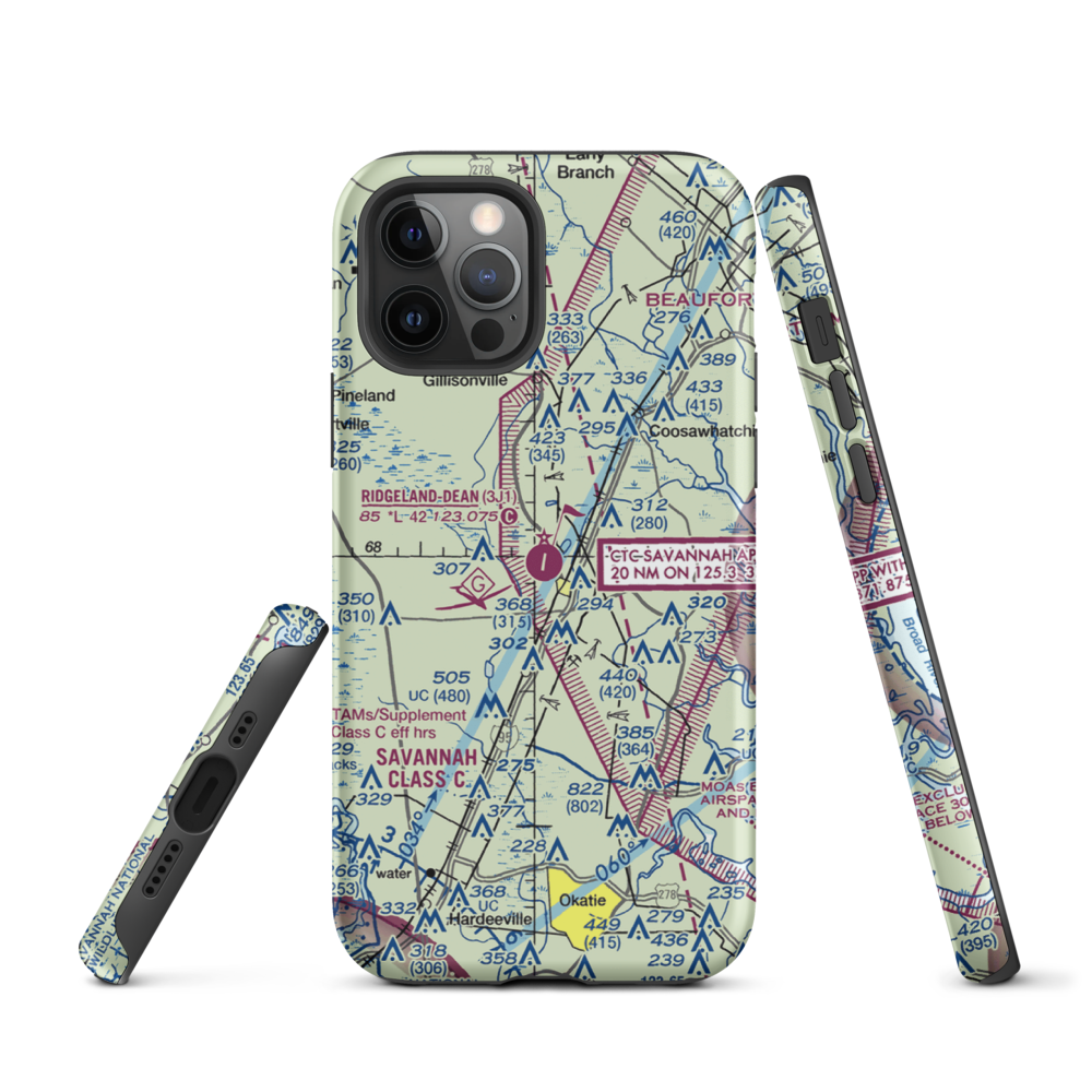 Ridgeland-Claude Dean Airport (3J1) VFR Sectional  Tough iPhone Case iPhone 12 Pro model shown