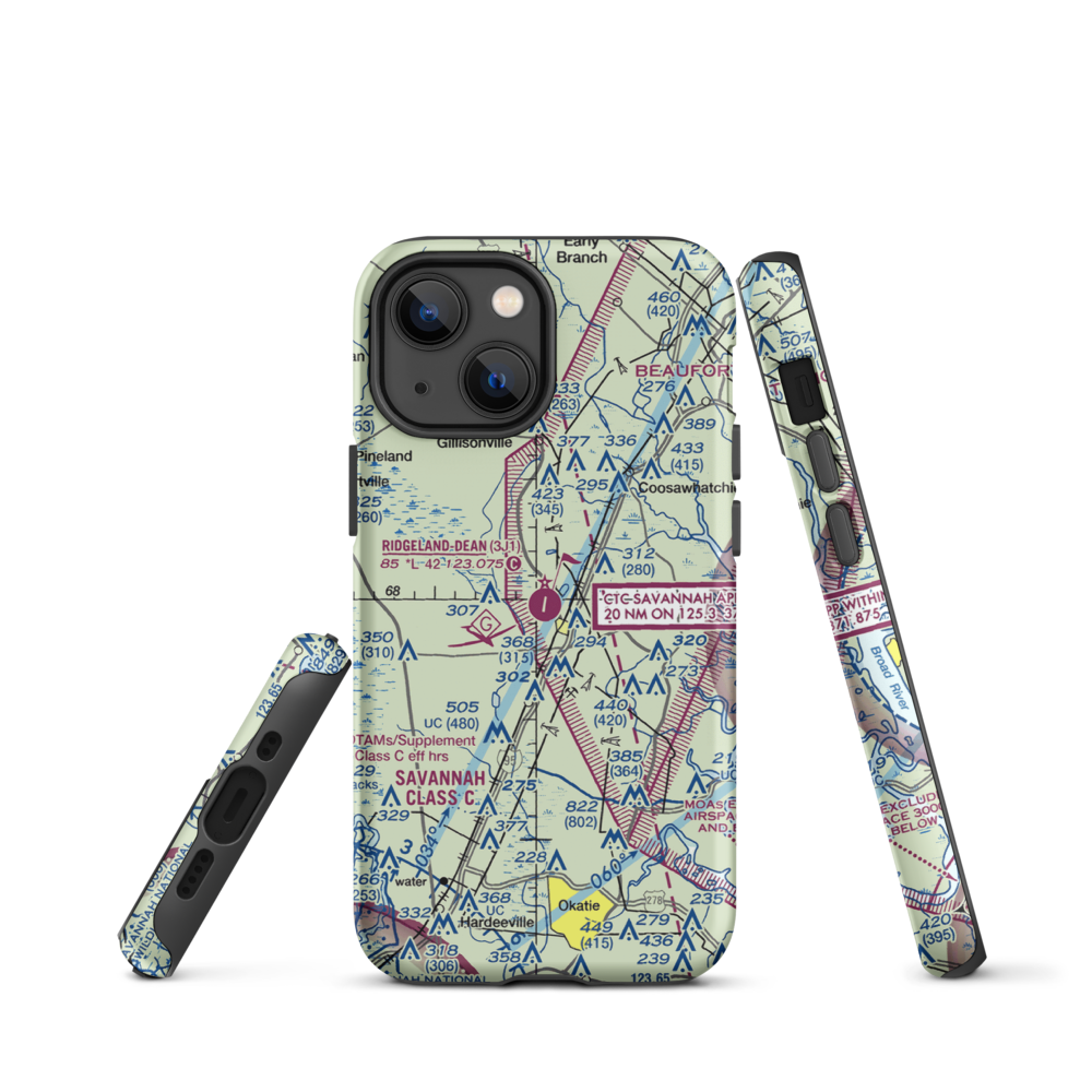 Ridgeland-Claude Dean Airport (3J1) VFR Sectional  Tough iPhone Case iPhone 13 mini model shown