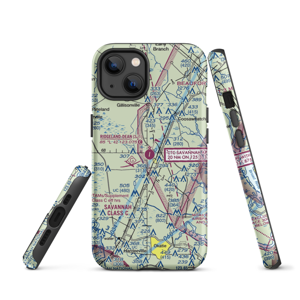Ridgeland-Claude Dean Airport (3J1) VFR Sectional  Tough iPhone Case iPhone 13 model shown
