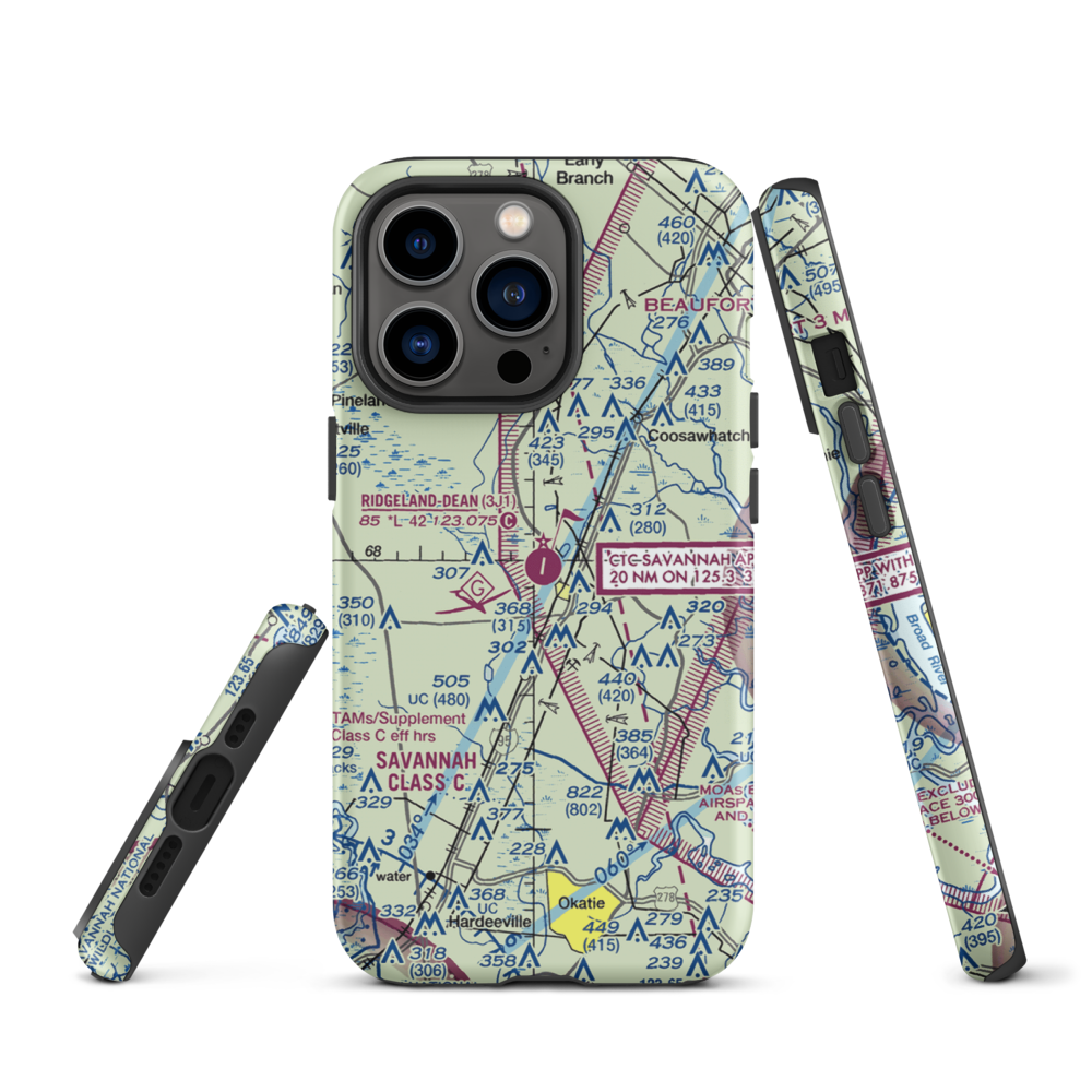 Ridgeland-Claude Dean Airport (3J1) VFR Sectional  Tough iPhone Case iPhone 13 Pro model shown