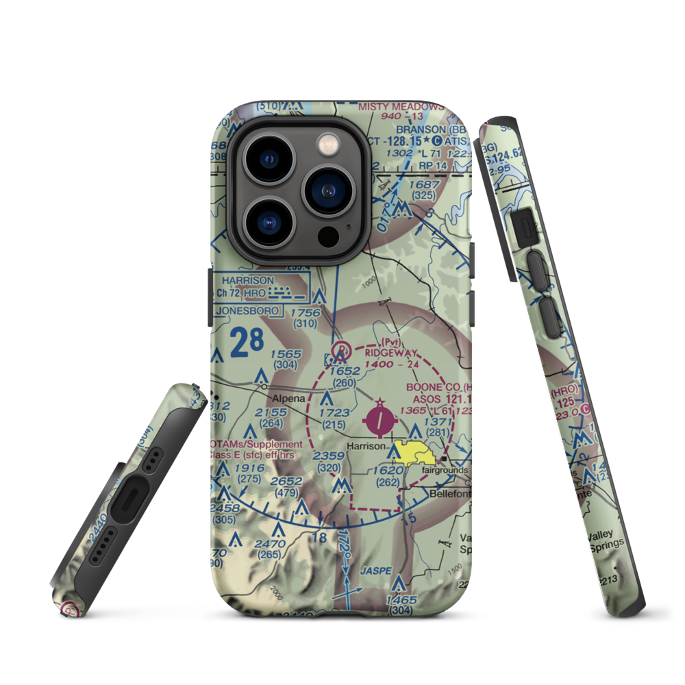 Ridgeway Field (3AR2) VFR Sectional  Tough iPhone Case iPhone 14 Pro model shown