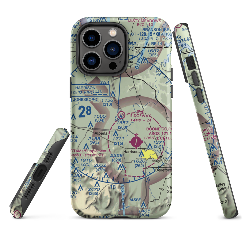Ridgeway Field (3AR2) VFR Sectional  Tough iPhone Case iPhone 14 Pro Max model shown
