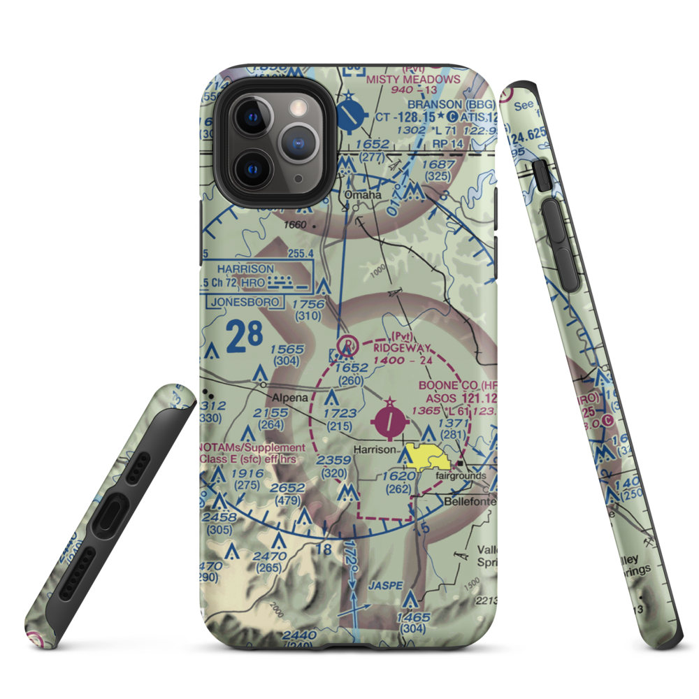Ridgeway Field (3AR2) VFR Sectional  Tough iPhone Case iPhone 11 Pro Max model shown