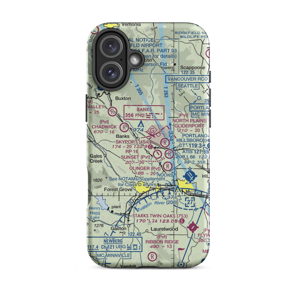 Rieben Airport (OG02) VFR Sectional  Tough iPhone Case iPhone 16 Plus model shown