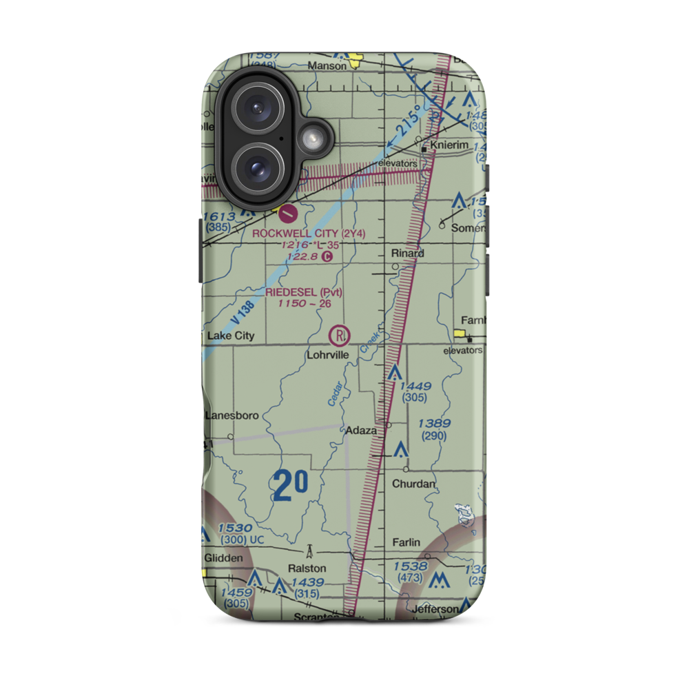 Riedesel Private Airport (IA08) VFR Sectional  Tough iPhone Case iPhone 16 Plus model shown