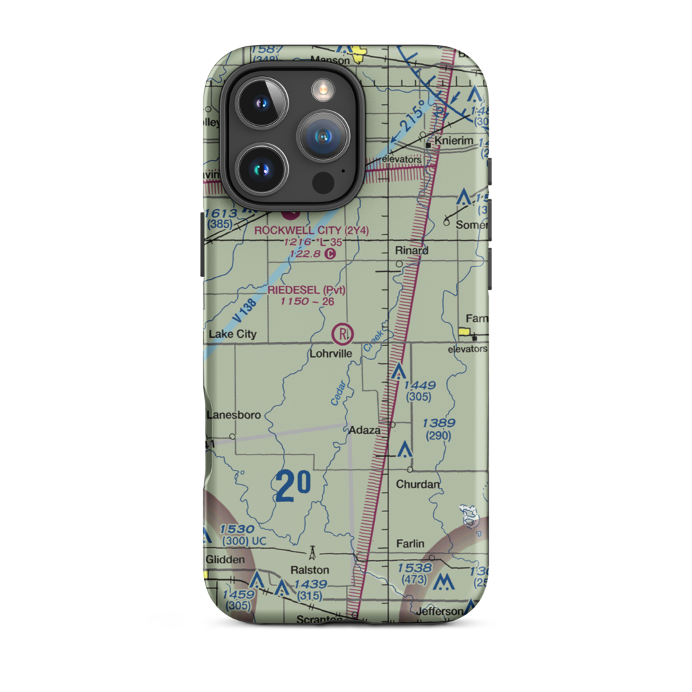 Riedesel Private Airport (IA08) VFR Sectional  Tough iPhone Case iPhone 16 Pro Max model shown