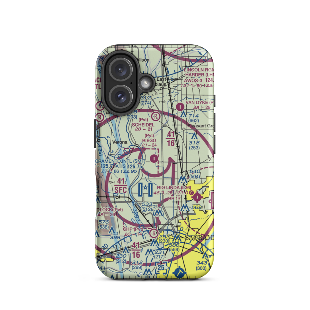 Riego Flight Strip (38CL) VFR Sectional  Tough iPhone Case iPhone 16 model shown