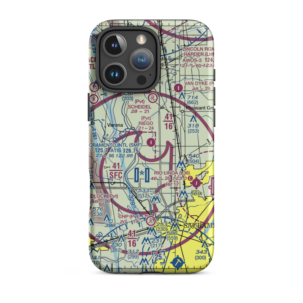 Riego Flight Strip (38CL) VFR Sectional  Tough iPhone Case iPhone 16 Pro Max model shown