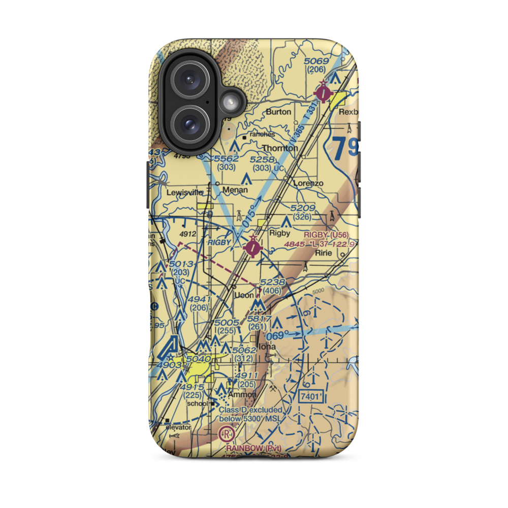 Rigby Jefferson County Airport (U56) VFR Sectional  Tough iPhone Case iPhone 16 Plus model shown