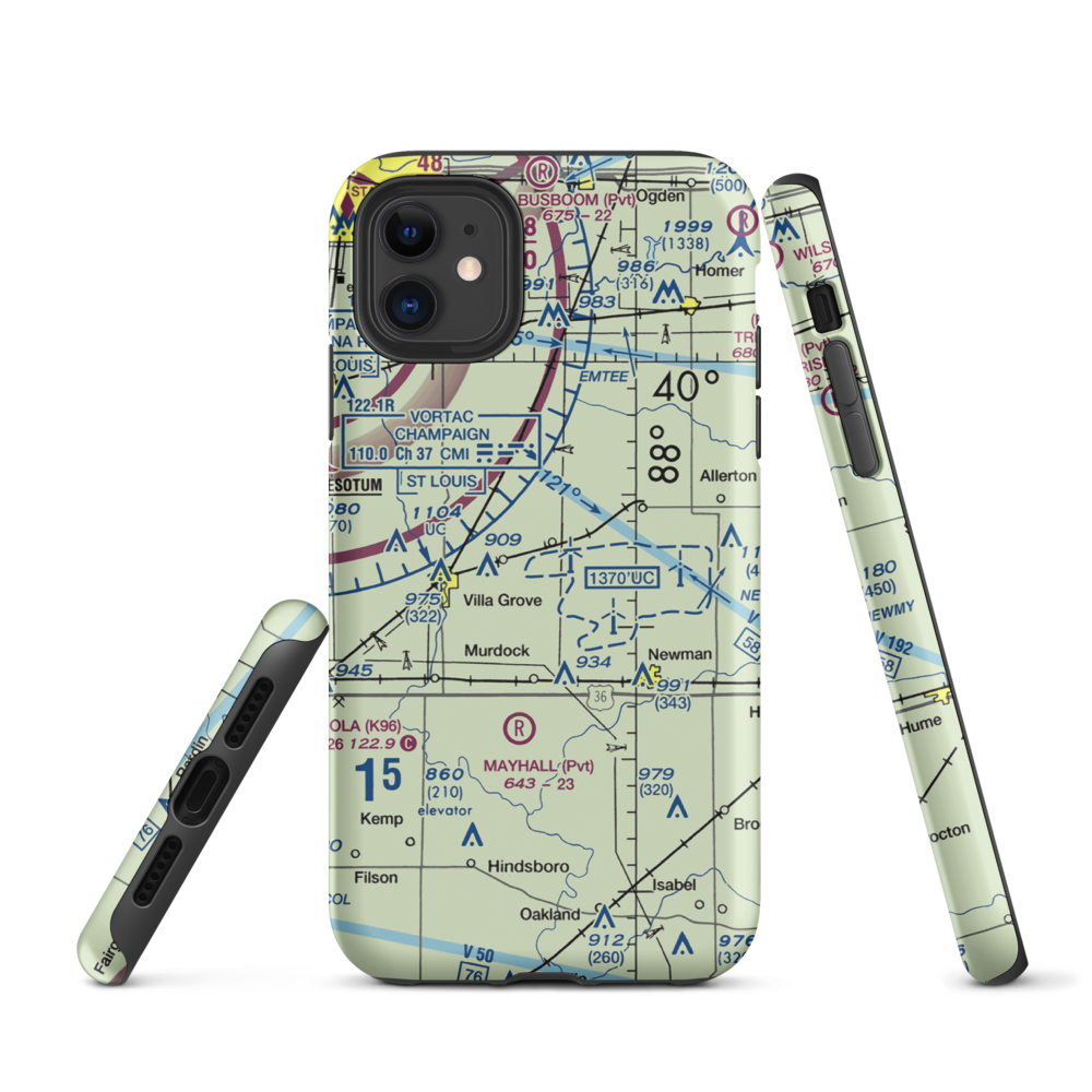 Riggins Farms Airport (IS43) VFR Sectional  Tough iPhone Case iPhone 11 model shown
