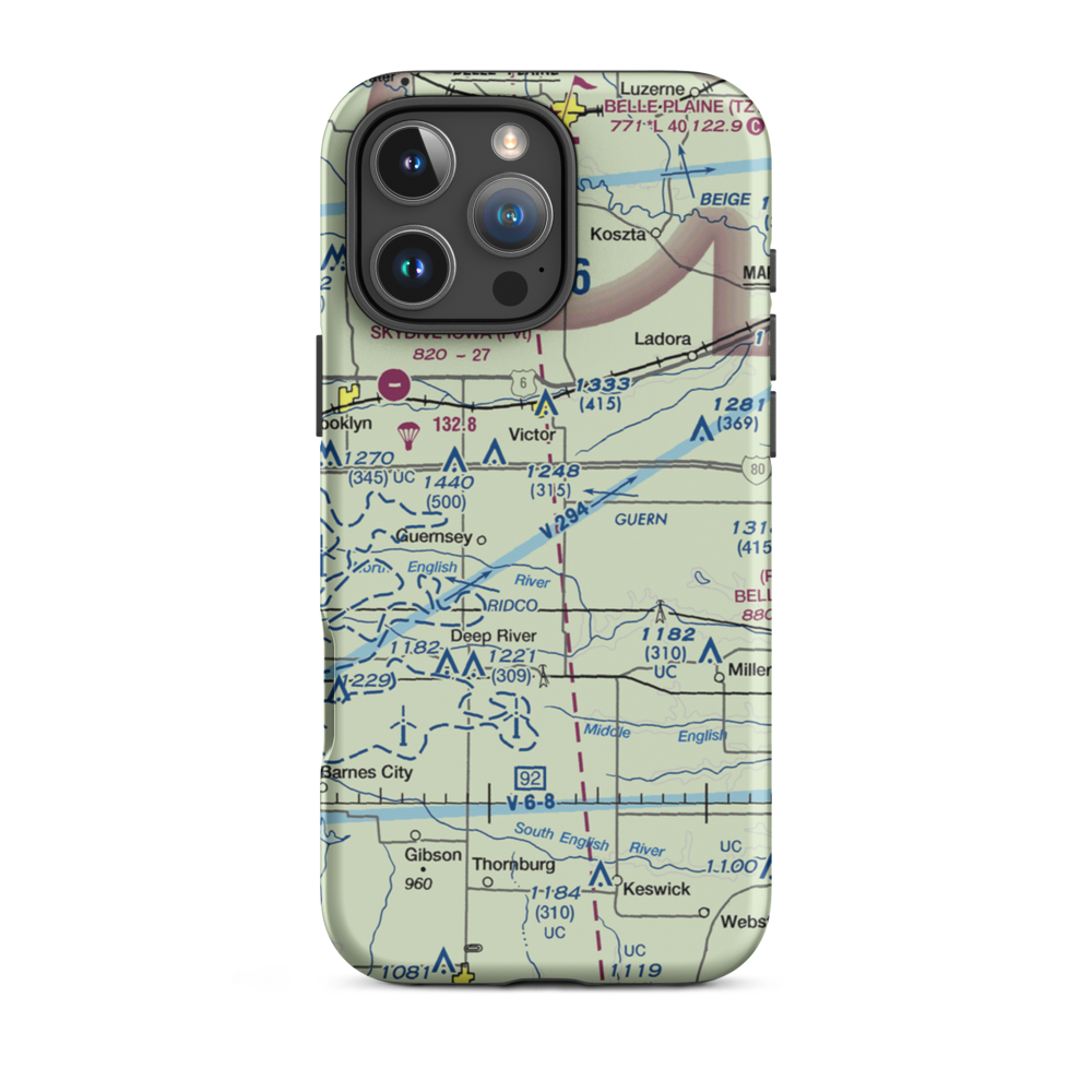 Rinehart Airport (0IA6) VFR Sectional  Tough iPhone Case iPhone 16 Pro Max model shown
