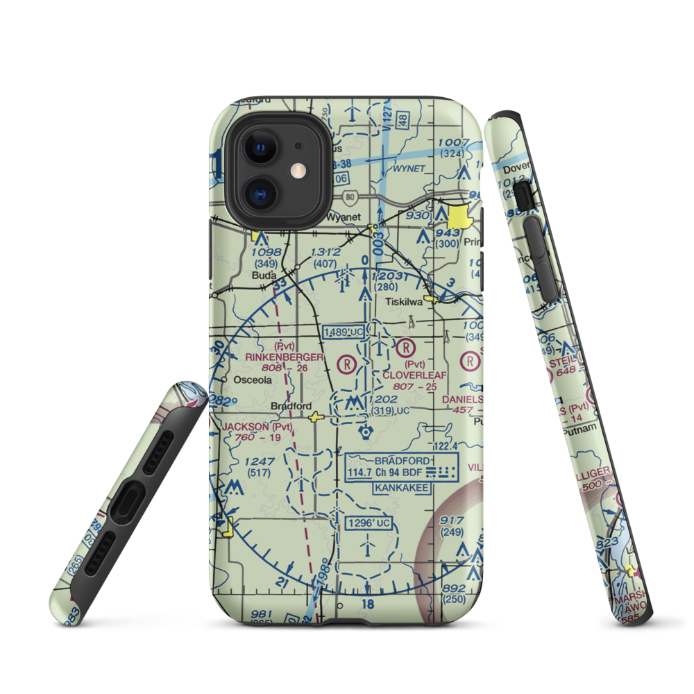 Rinkenberger Restricted Landing Area (BDF) VFR Sectional  Tough iPhone Case iPhone 11 model shown