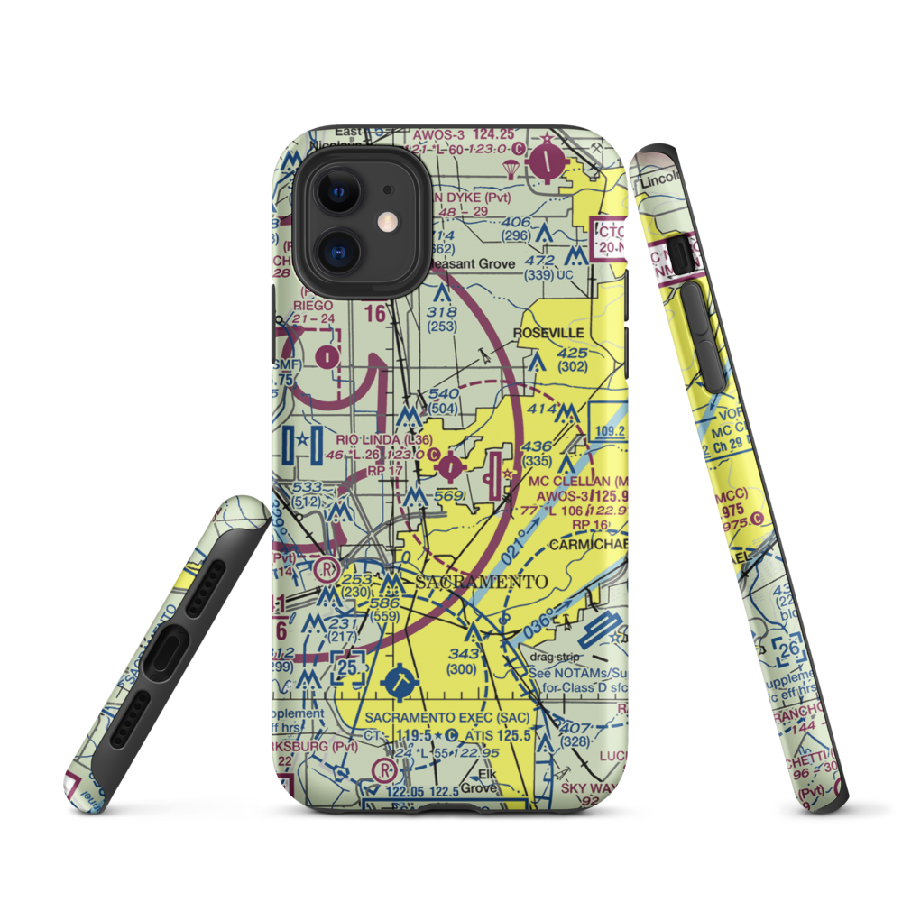 Rio Linda Airport (L36) VFR Sectional  Tough iPhone Case iPhone 11 model shown