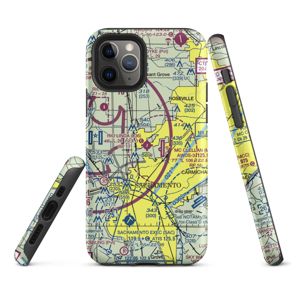 Rio Linda Airport (L36) VFR Sectional  Tough iPhone Case iPhone 11 Pro model shown