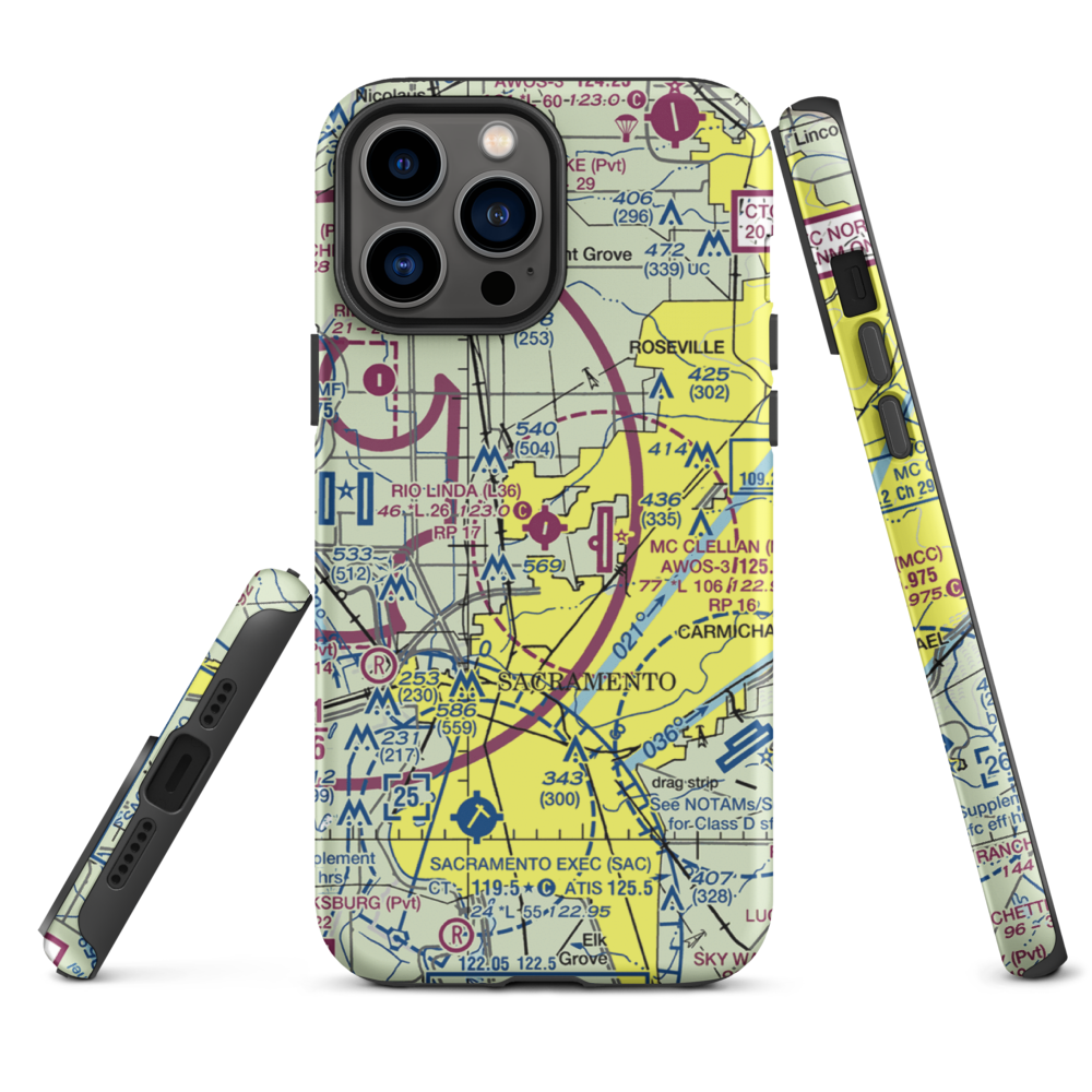 Rio Linda Airport (L36) VFR Sectional  Tough iPhone Case iPhone 13 Pro Max model shown