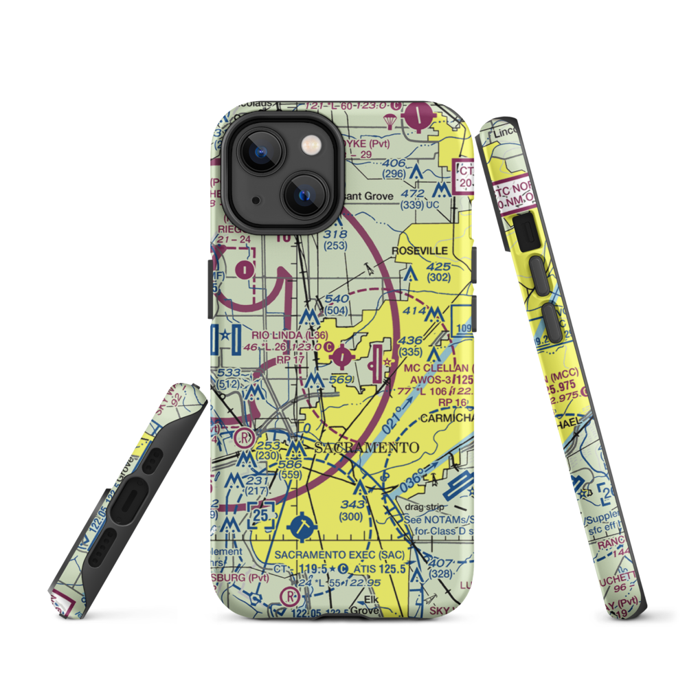Rio Linda Airport (L36) VFR Sectional  Tough iPhone Case iPhone 14 model shown