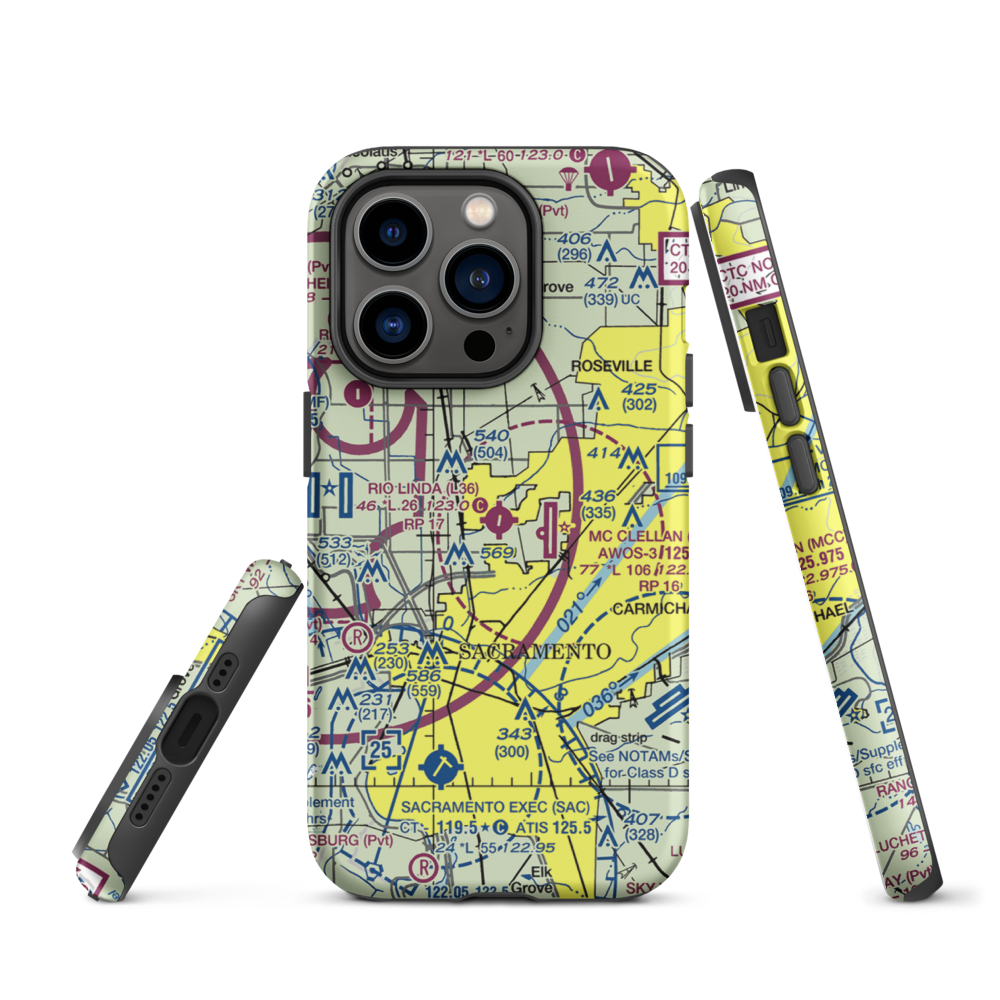 Rio Linda Airport (L36) VFR Sectional  Tough iPhone Case iPhone 14 Pro model shown