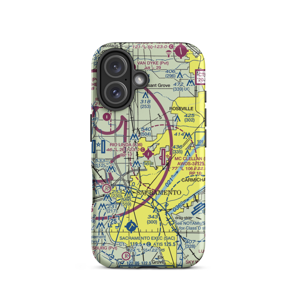 Rio Linda Airport (L36) VFR Sectional  Tough iPhone Case iPhone 16 model shown