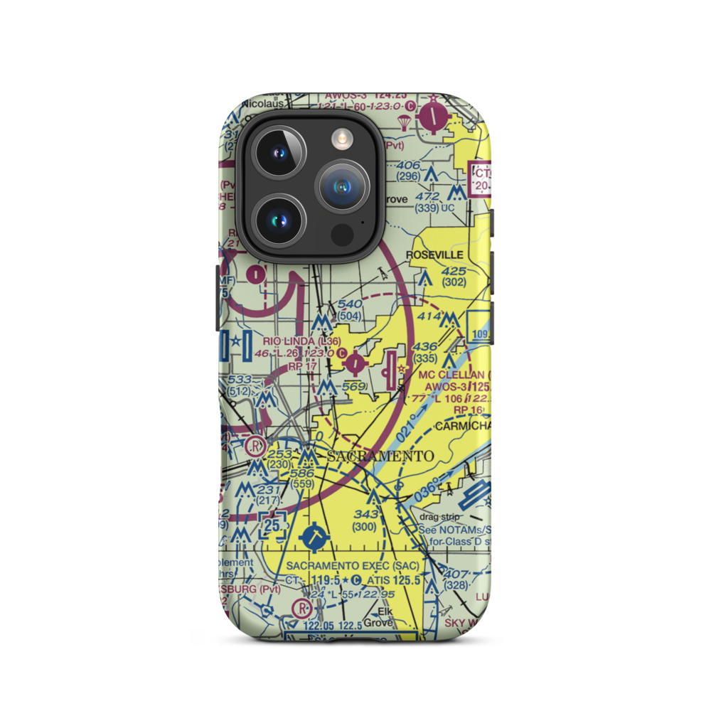 Rio Linda Airport (L36) VFR Sectional  Tough iPhone Case iPhone 16 Pro model shown
