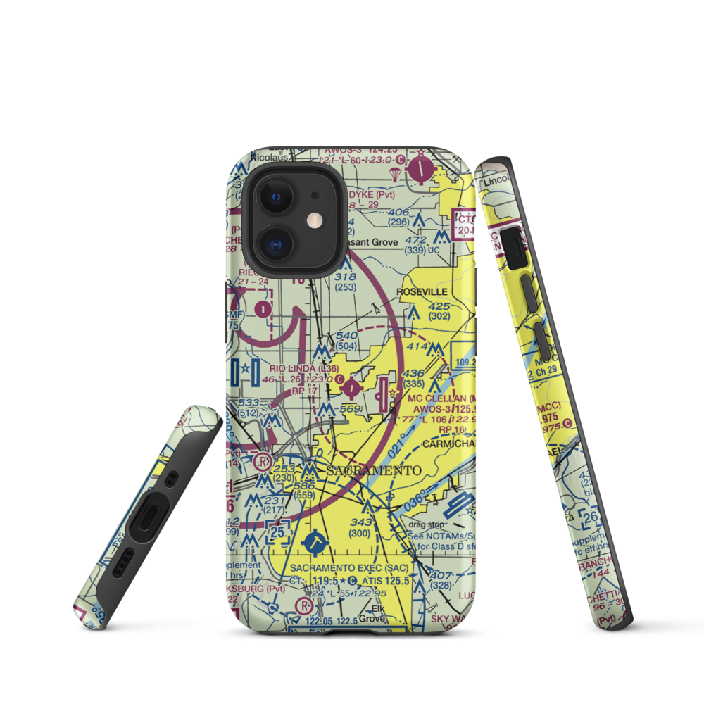 Rio Linda Airport (L36) VFR Sectional  Tough iPhone Case iPhone 12 mini model shown