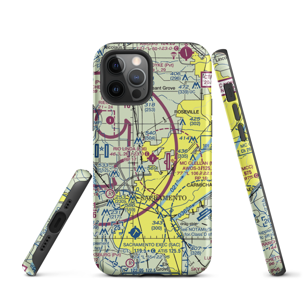 Rio Linda Airport (L36) VFR Sectional  Tough iPhone Case iPhone 12 Pro model shown