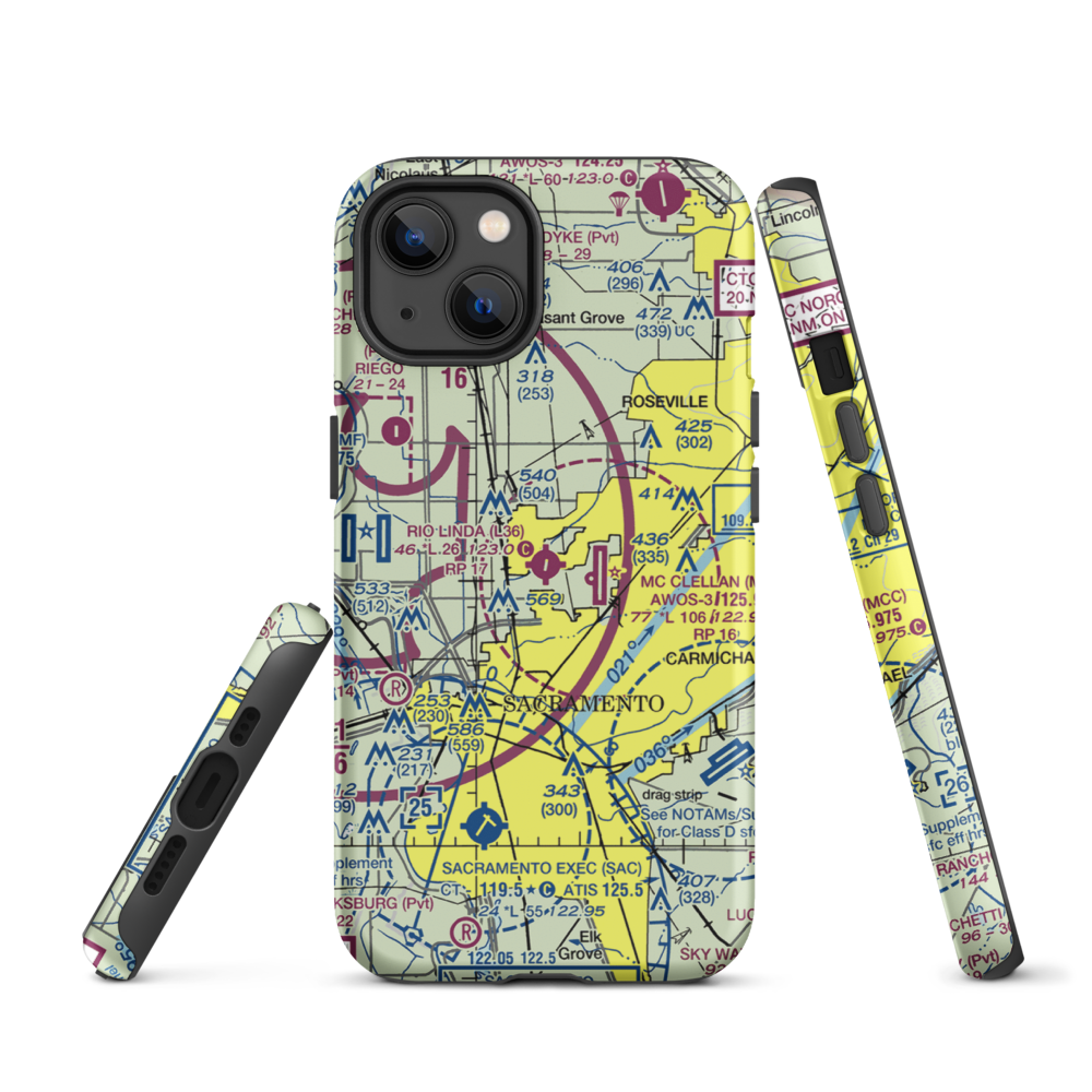 Rio Linda Airport (L36) VFR Sectional  Tough iPhone Case iPhone 13 model shown