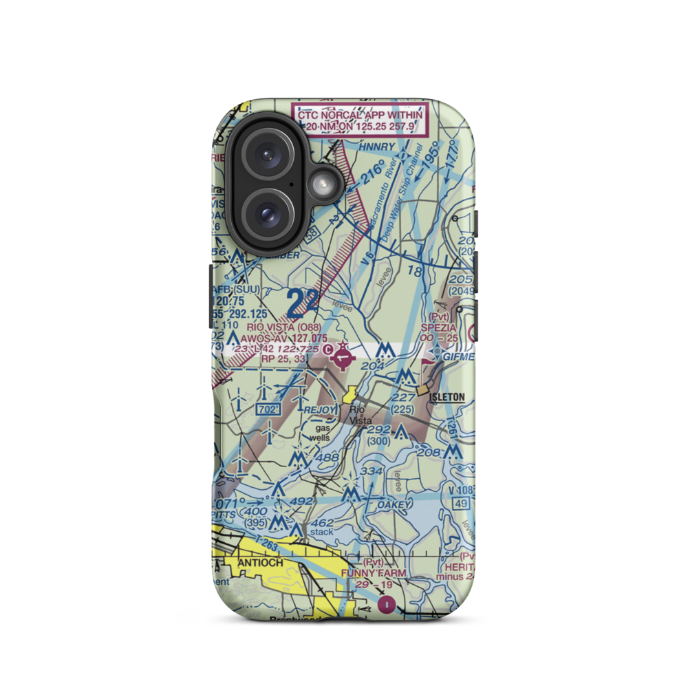 Rio Vista Municipal Airport (O88) VFR Sectional  Tough iPhone Case iPhone 16 model shown