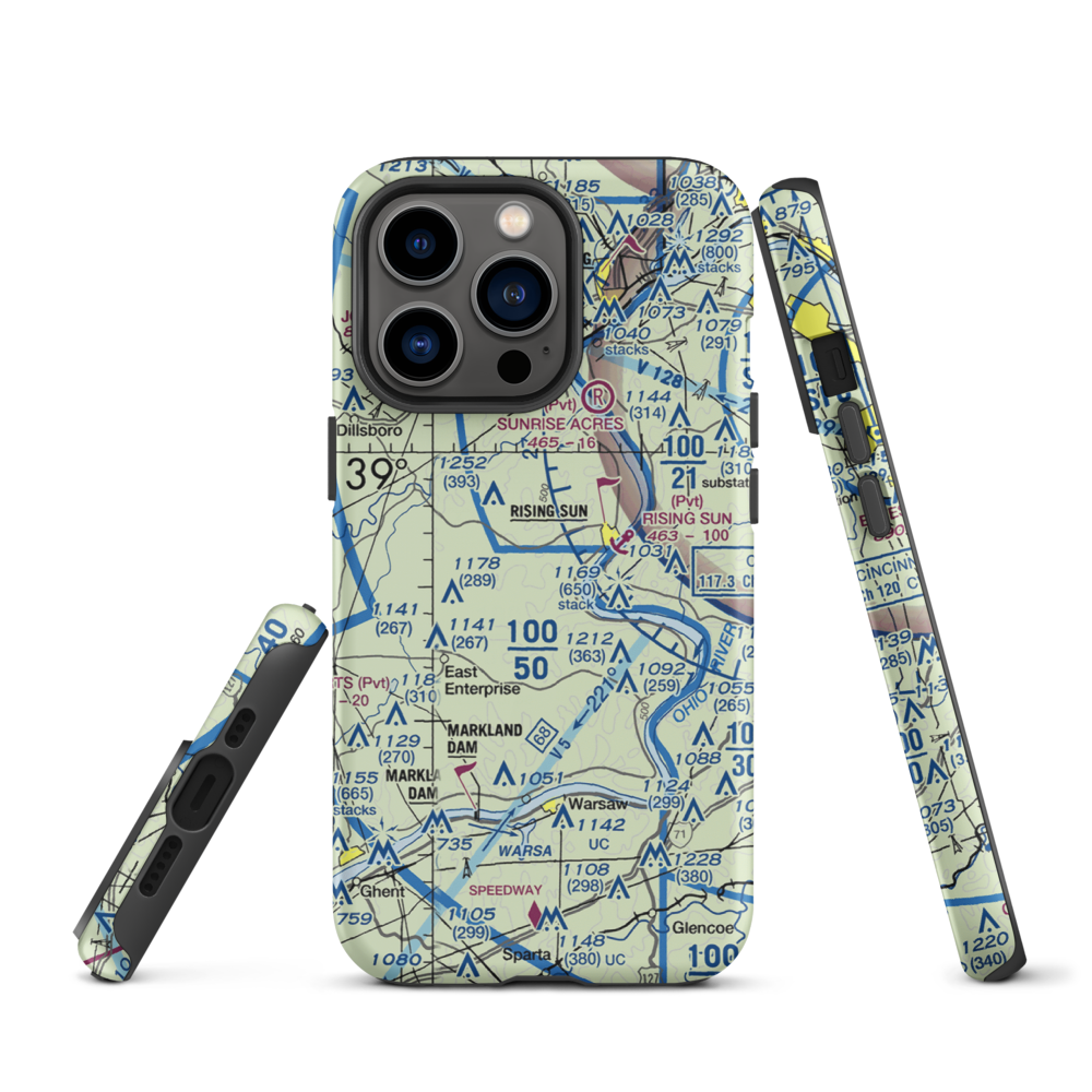 Rising Sun Airport (31II) VFR Sectional  Tough iPhone Case iPhone 13 Pro model shown